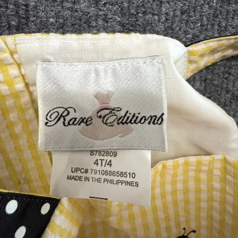 Rare Editions Toddler‎ 4T Girls Yellow & Black Bumble Bees Seersucker Dress NWT